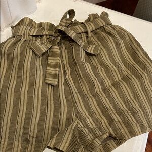 Vici Olive Striped Women Shorts